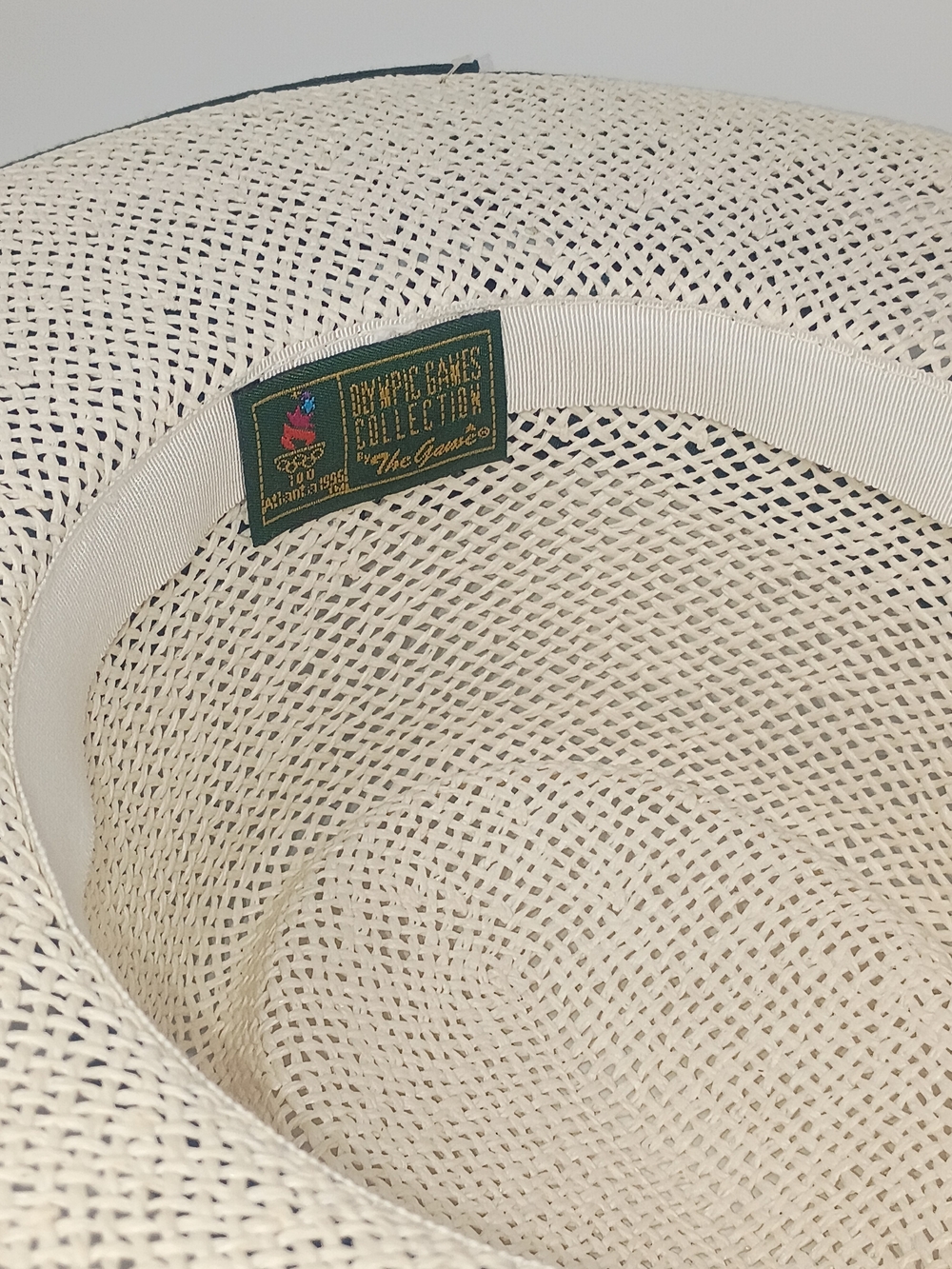 Vintage Atlanta 1996 Olympics Embroidered Straw Sun Hat with Teal Trim - Picture 8 of 12